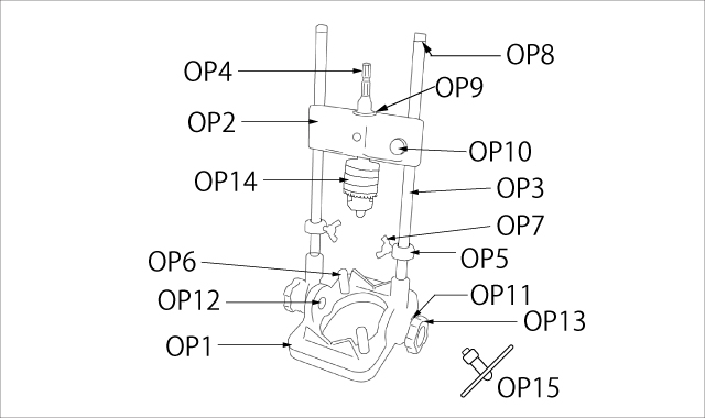 Name of each part of the drill stand
