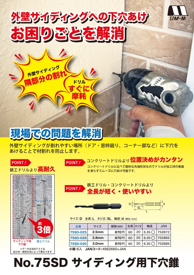 サイディング用下穴錐