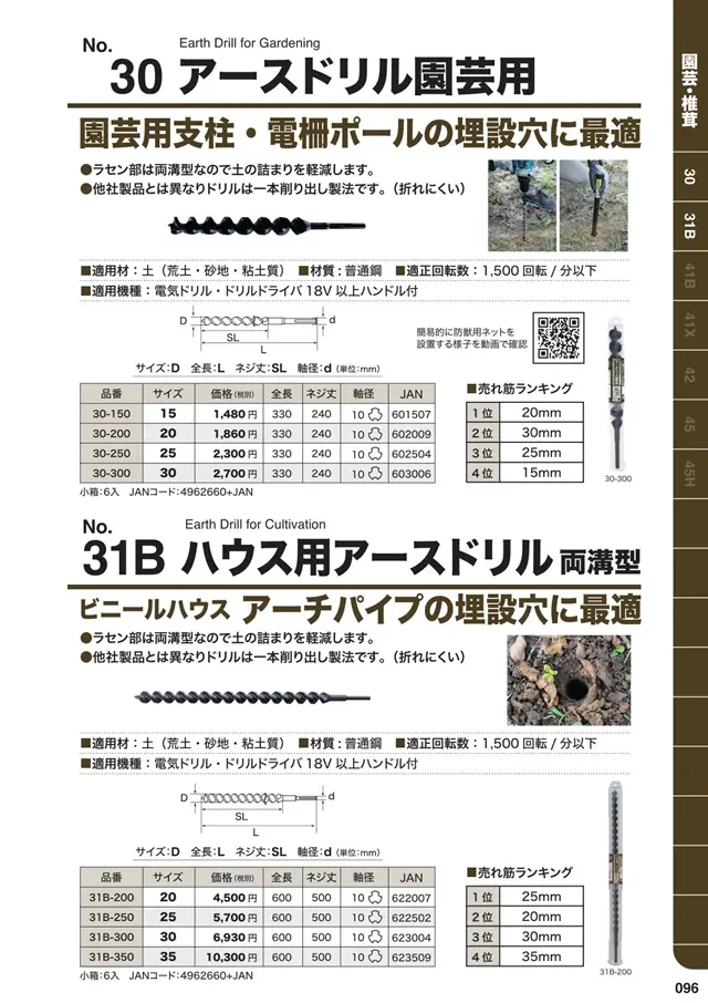 ハウス用アースドリルカタログ